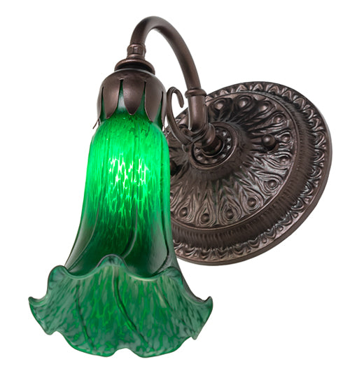 5.5" Wide Green Tiffany Pond Lily Wall Sconce