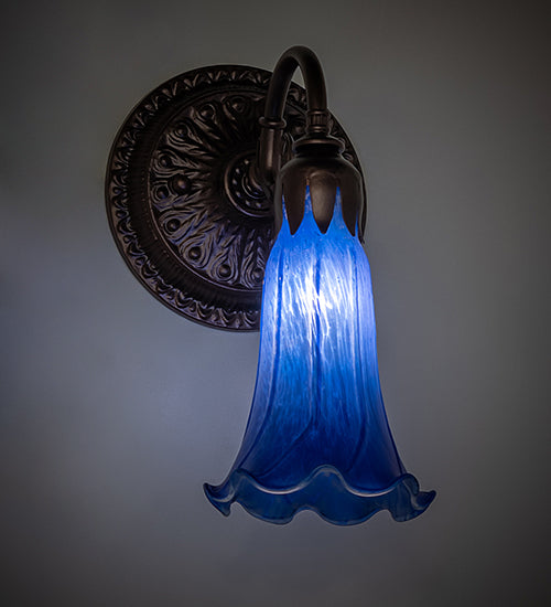 5.5" Wide Blue Tiffany Pond Lily Wall Sconce