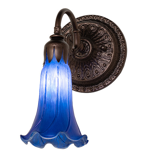 5.5" Wide Blue Tiffany Pond Lily Wall Sconce