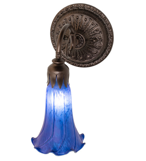 5.5" Wide Blue Tiffany Pond Lily Wall Sconce