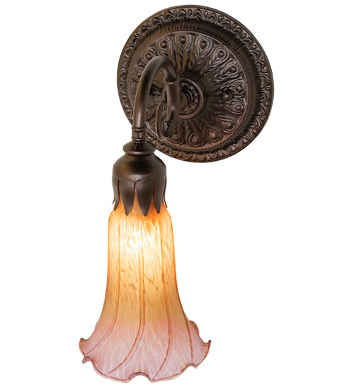 5.5" Wide Amber/Purple Tiffany Pond Lily Wall Sconce