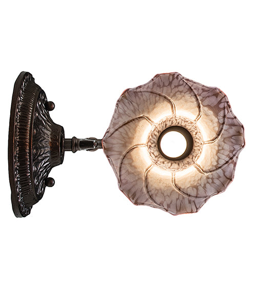 5.5" Wide Amber/Purple Tiffany Pond Lily Wall Sconce