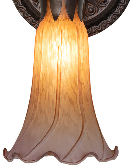 5.5" Wide Amber/Purple Tiffany Pond Lily Wall Sconce