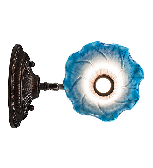 5.5" Wide Pink/Blue Tiffany Pond Lily Wall Sconce