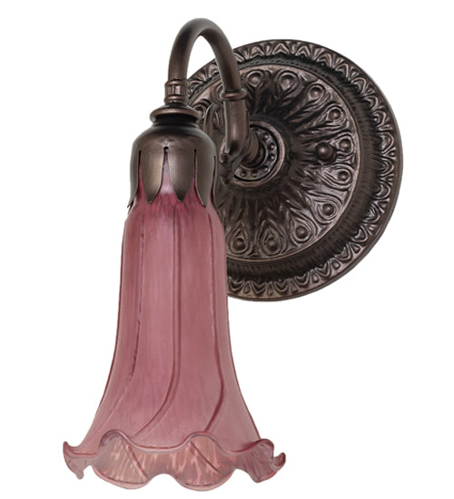 5.5" Wide Lavender Tiffany Pond Lily Wall Sconce