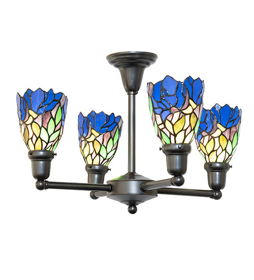 24" Wide Iris Revival 4 Light Chandelier