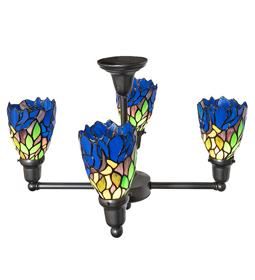 24" Wide Iris Revival 4 Light Chandelier