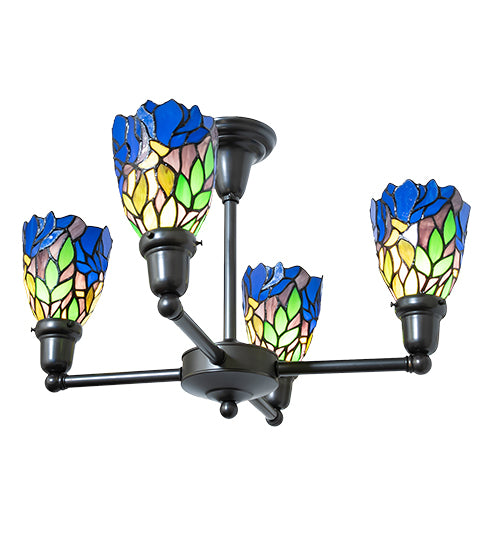 24" Wide Iris Revival 4 Light Chandelier