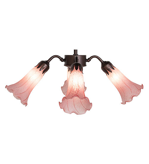 19" Wide Pink Tiffany Pond Lily 4 Light Fan Light