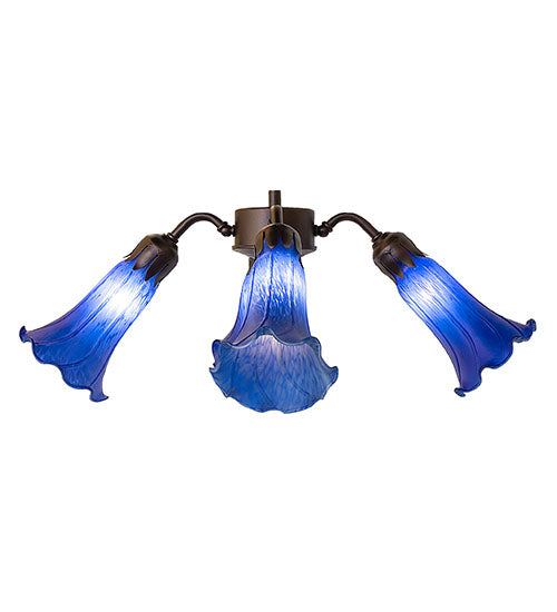 19" Wide Blue Tiffany Pond Lily 4 Light Fan Light