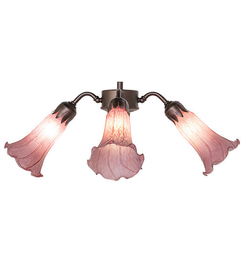 19" Wide Lavender Tiffany Pond Lily 4 Light Fan Light