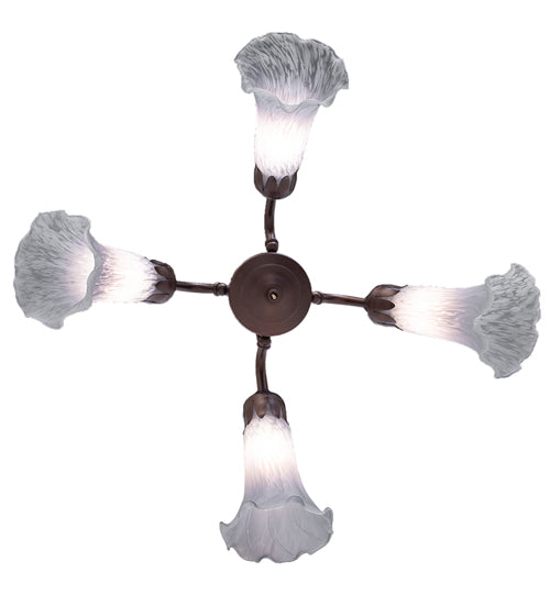 19" Wide Gray Tiffany Pond Lily 4 Light Fan Light