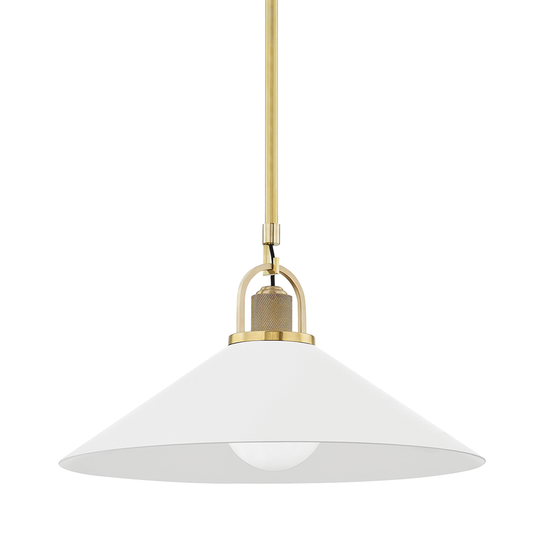 Syosset Pendant 11" - Aged Brass/White