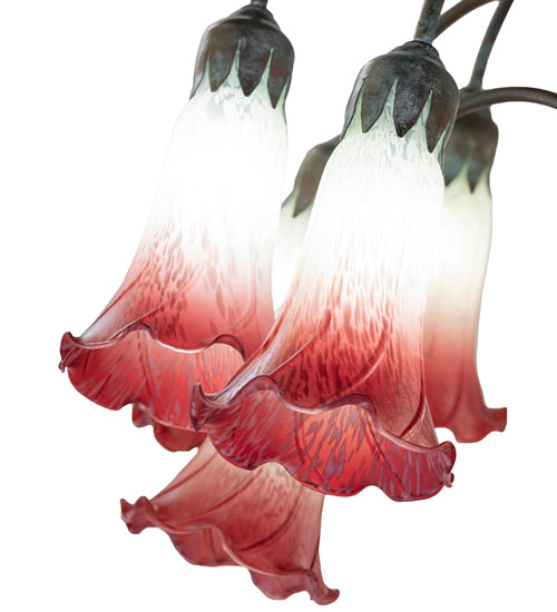 61" High Pink/White Tiffany Pond Lily 12 Light Floor Lamp