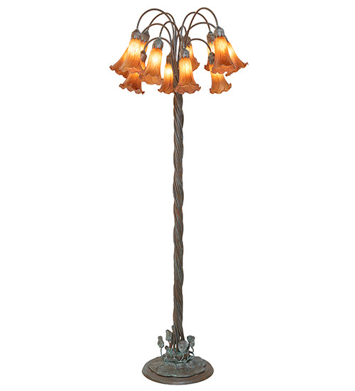 61" High Amber Tiffany Pond Lily 12 Light Floor Lamp