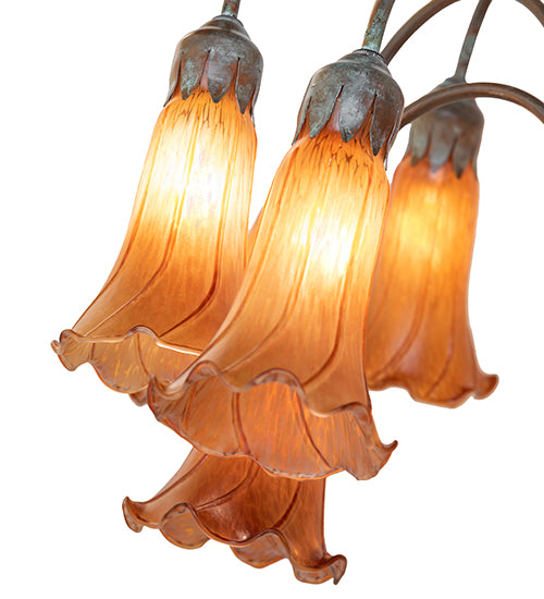 61" High Amber Tiffany Pond Lily 12 Light Floor Lamp