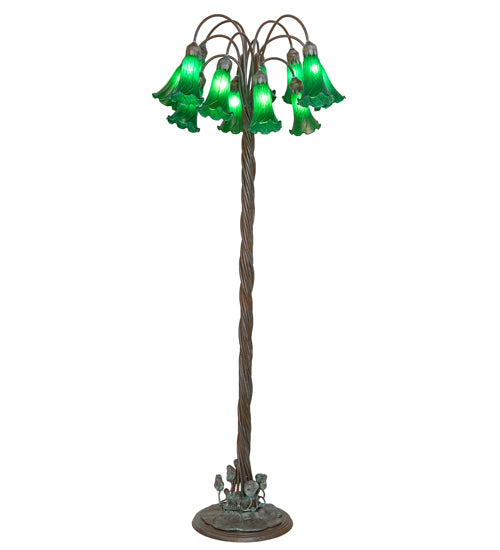 61" High Green Tiffany Pond Lily 12 Light Floor Lamp