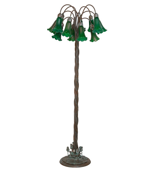 61" High Green Tiffany Pond Lily 12 Light Floor Lamp