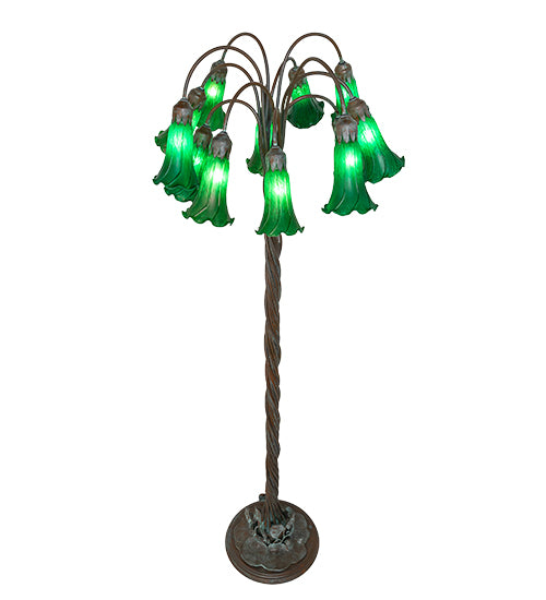 61" High Green Tiffany Pond Lily 12 Light Floor Lamp