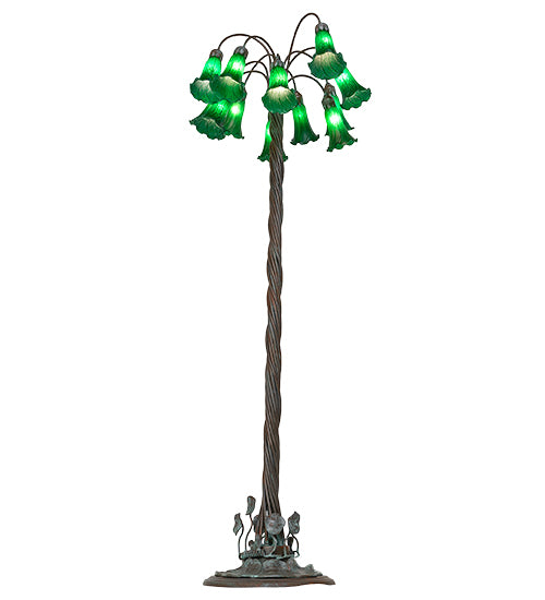 61" High Green Tiffany Pond Lily 12 Light Floor Lamp