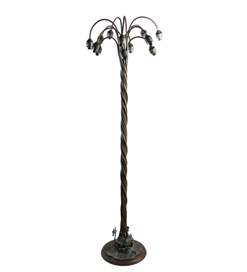 61" High Green Tiffany Pond Lily 12 Light Floor Lamp