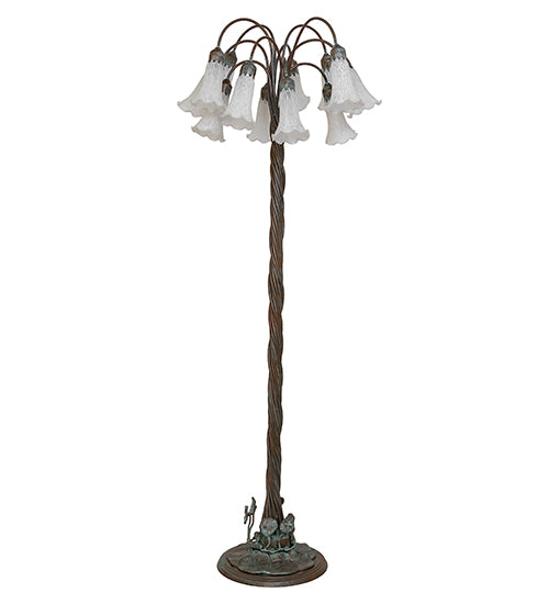 61" High White Tiffany Pond Lily 12 Light Floor Lamp