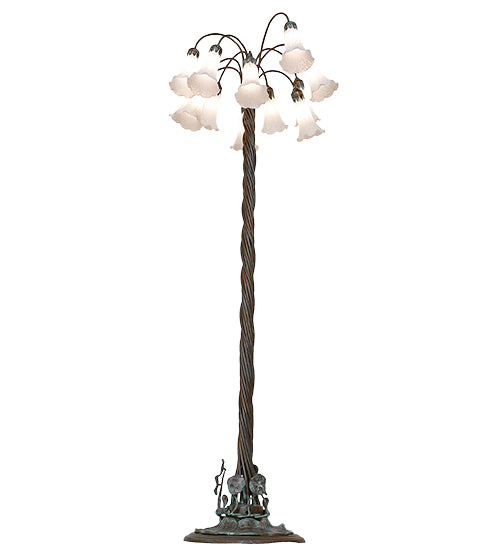 61" High White Tiffany Pond Lily 12 Light Floor Lamp