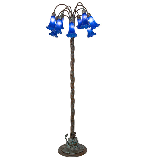 61" High Blue Tiffany Pond Lily 12 Light Floor Lamp