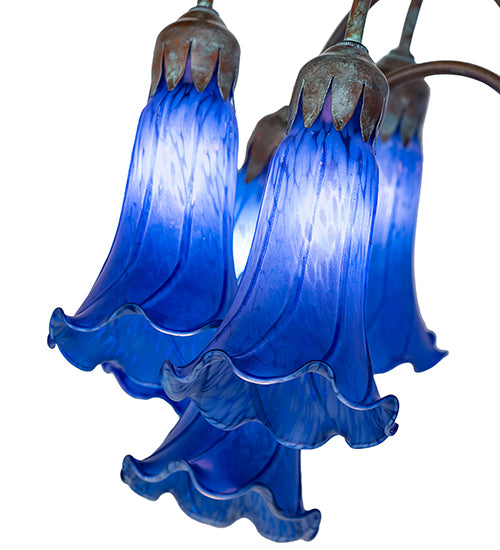 61" High Blue Tiffany Pond Lily 12 Light Floor Lamp