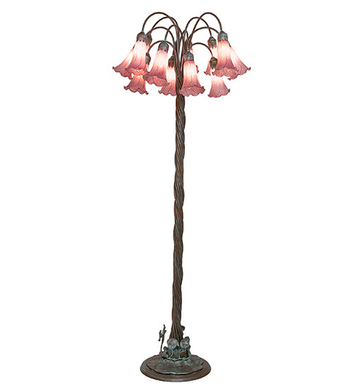 61" High Lavender Tiffany Pond Lily 12 Light Floor Lamp