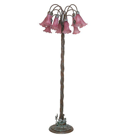 61" High Lavender Tiffany Pond Lily 12 Light Floor Lamp