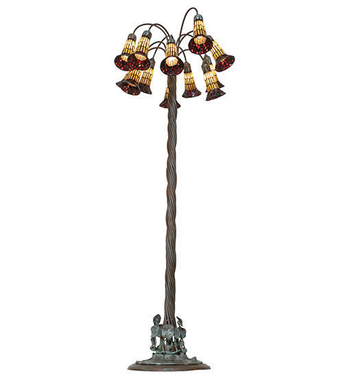 61" High Stained Glass Pond Lily Floor Lamp