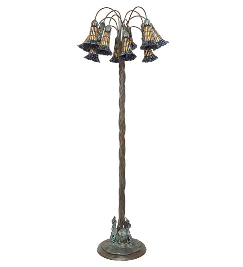 61" High Stained Glass Pond Lily 12 Light Floor Lamp