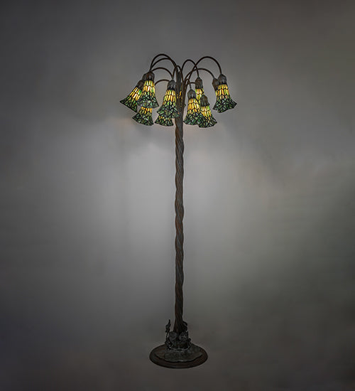 61" High Stained Glass Pond Lily 12 Light Floor Lamp