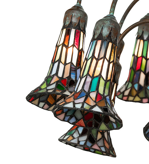 61" High Stained Glass Pond Lily 12 Light Floor Lamp