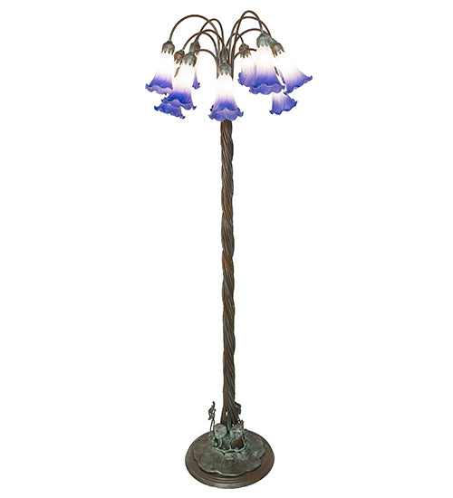 61" High Blue/White Tiffany Pond Lily 12 Light Floor Lamp