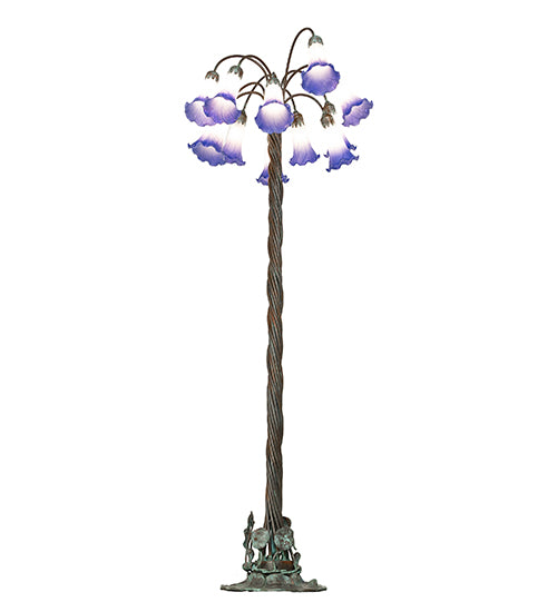 61" High Blue/White Tiffany Pond Lily 12 Light Floor Lamp