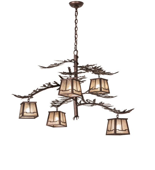 36" Wide Pine Branch Valley View 5 Light Chandelier