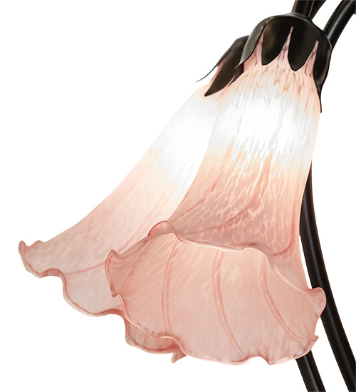 16" High Pink Tiffany Pond Lily 5 Light Table Lamp