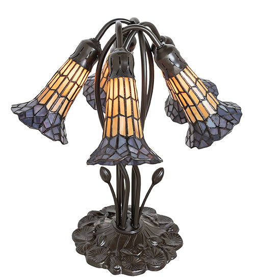 16" High Stained Glass Pond Lily 5 Light Table Lamp