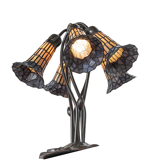 16" High Stained Glass Pond Lily 5 Light Table Lamp