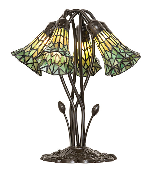 16" High Stained Glass Pond Lily 5 Light Table Lamp