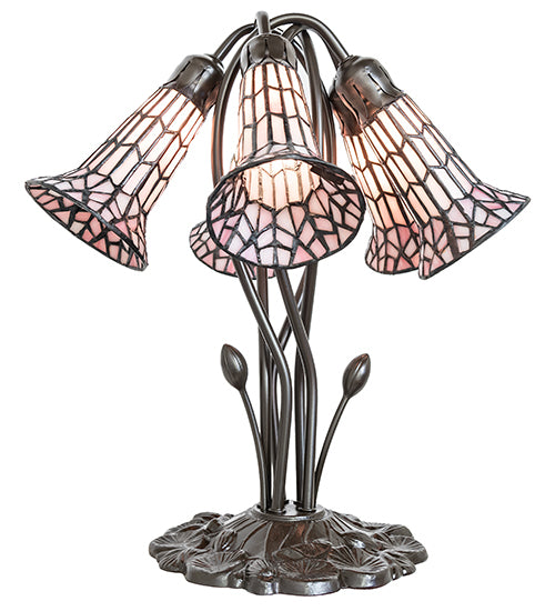 16" High Stained Glass Pond Lily 5 Light Table Lamp