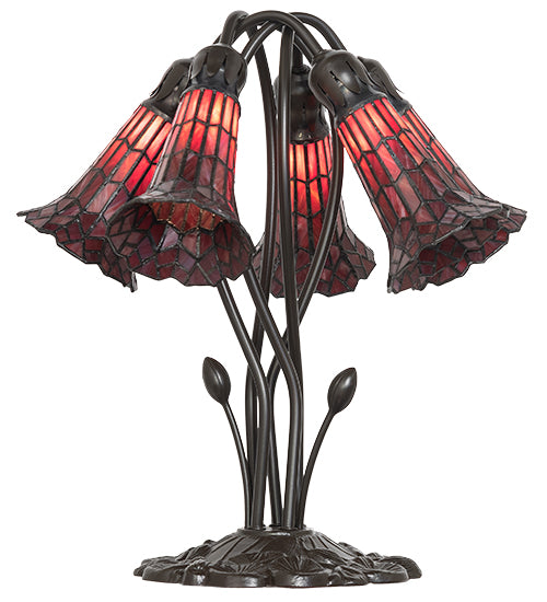 16" High Stained Glass Pond Lily 5 Light Table Lamp