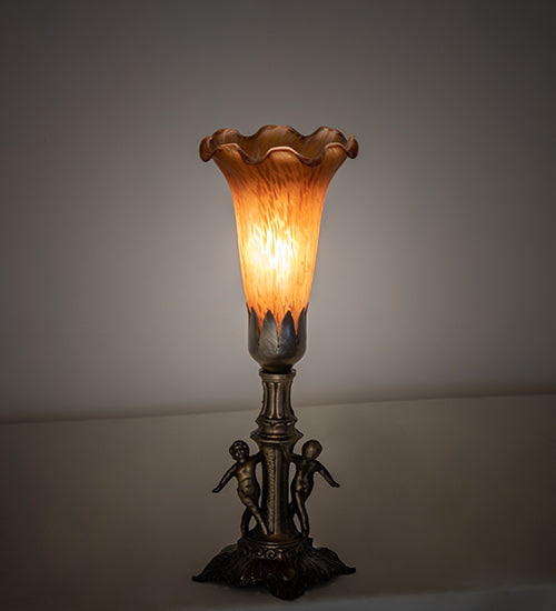 11" High Amber Tiffany Pond Lily Maidens Mini Lamp