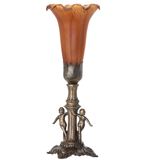 11" High Amber Tiffany Pond Lily Maidens Mini Lamp