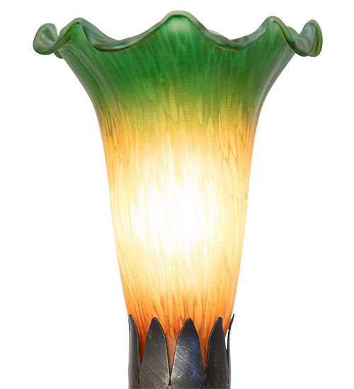 11" High Amber/Green Tiffany Pond Lily Maidens Mini Lamp