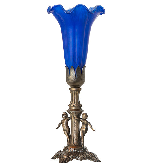 11" High Blue Tiffany Pond Lily Maidens Mini Lamp