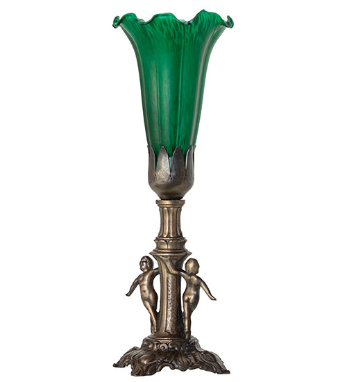 11" High Green Tiffany Pond Lily Maidens Mini Lamp