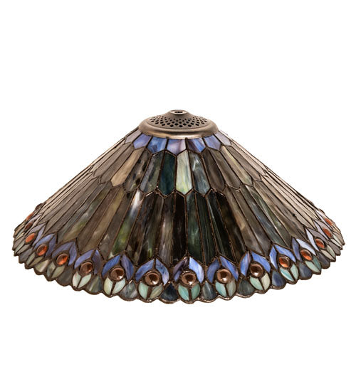 17" Wide Tiffany Jeweled Peacock Shade